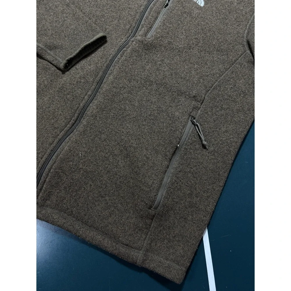The North Face Fleece Sweater Full Zip Jacket Men's Large Heather Brown Outdoor